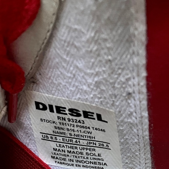 Diesel Men’s Red high top sneakers Size 8.5 - Picture 6 of 11